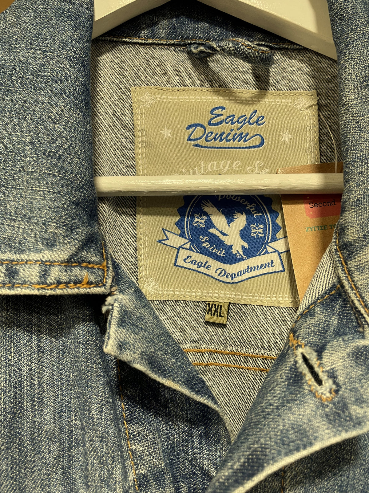 Αμάνικο, Vintage Ανδρικό Τζιν Τζάκετ EANGLE DENIM σε Ξεθωριασμένο Denim (Άνετο XL)