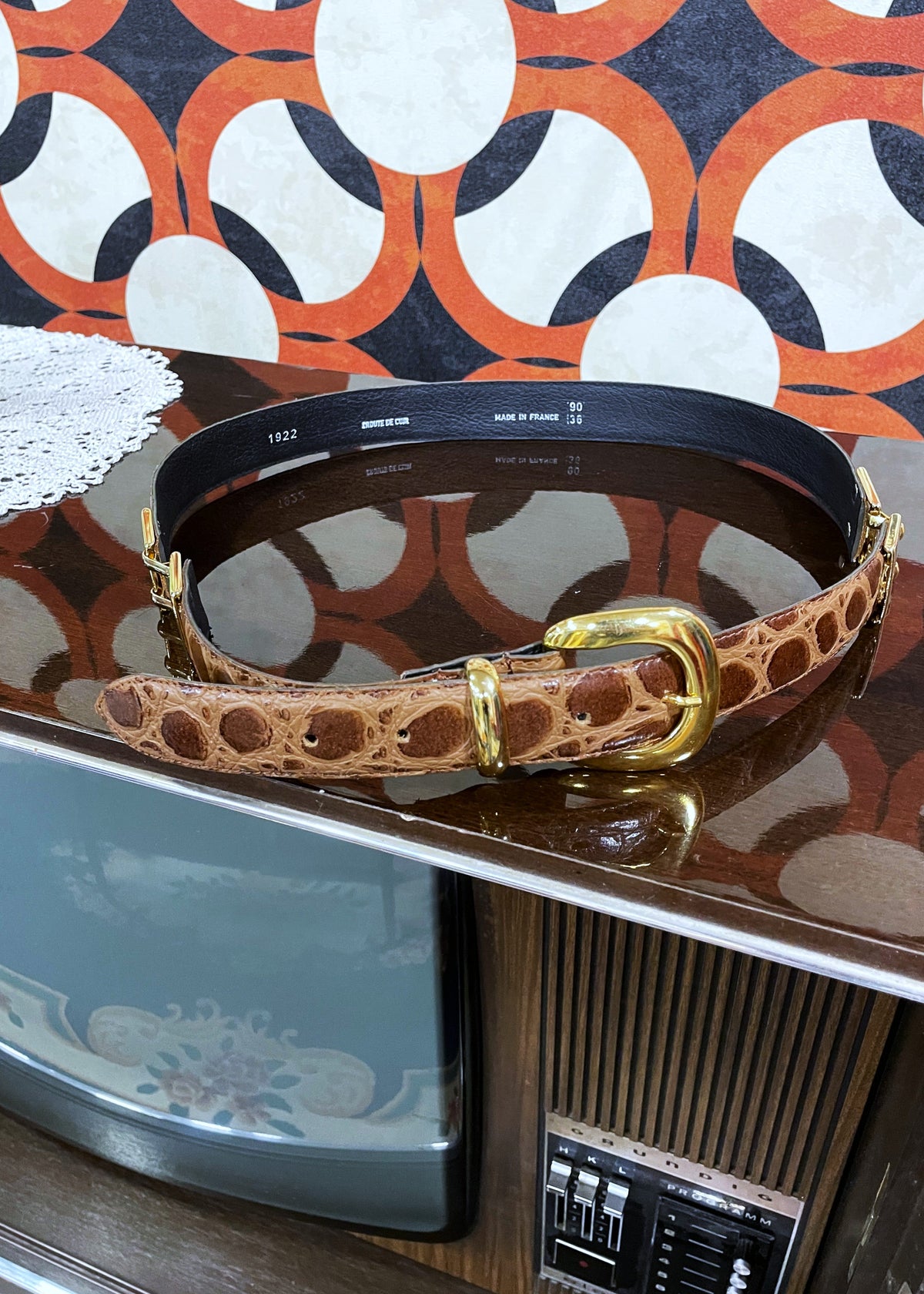 Animal Print Δερμάτινη Ζώνη σε Καφέ χρώμα (M/L)