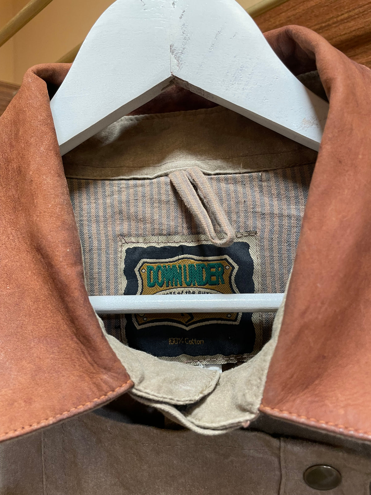 Vintage Ανδρική Καμπαρντίνα DOWN UNDER σε Μπεζ / Χακί Χρώμα (XL)