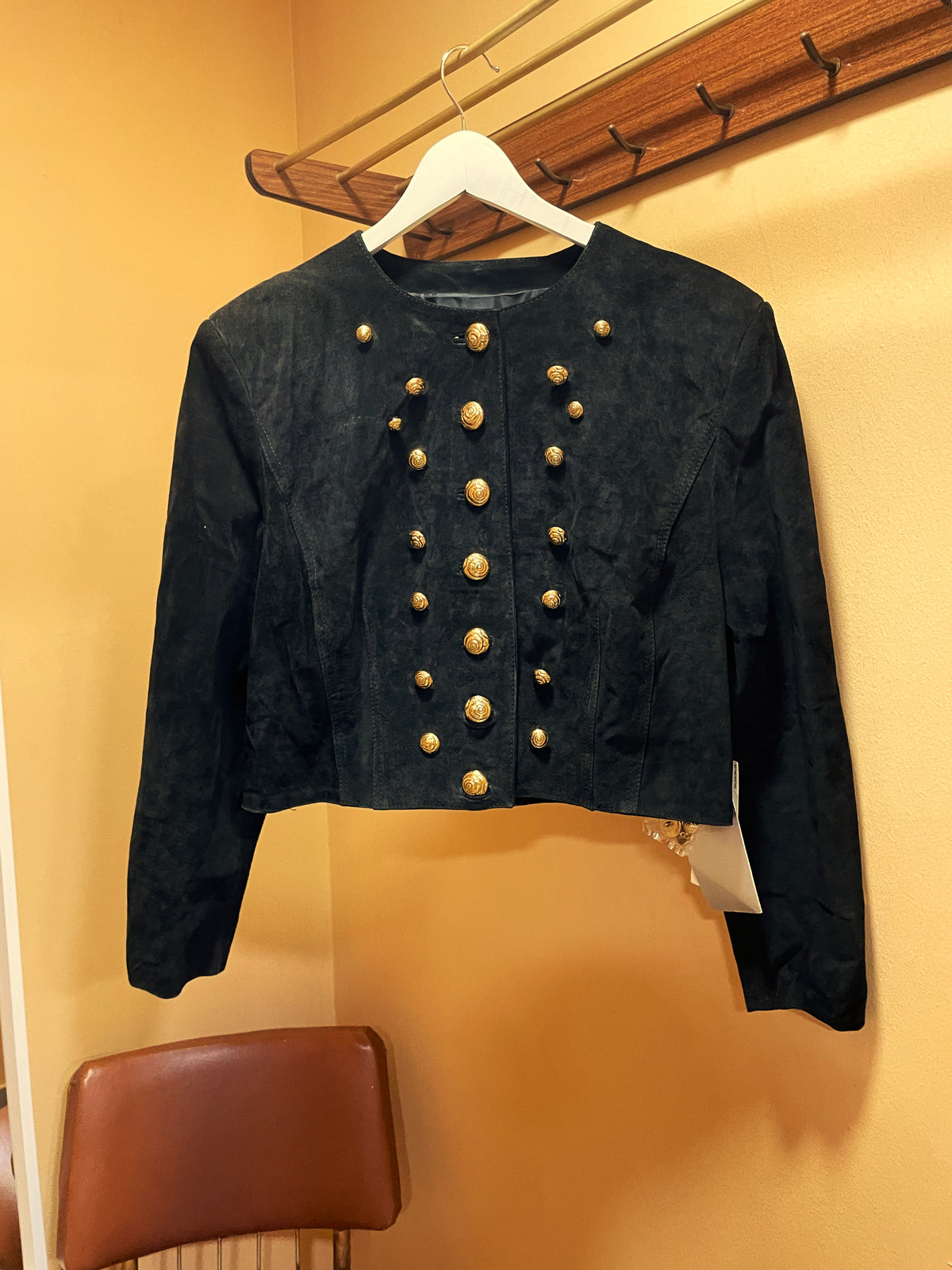 UNIQUE ITEM: Stock Vintage, Δερμάτινο Crop Τζάκετ YUPPIE σε Μαύρο χρώμα (Medium)
