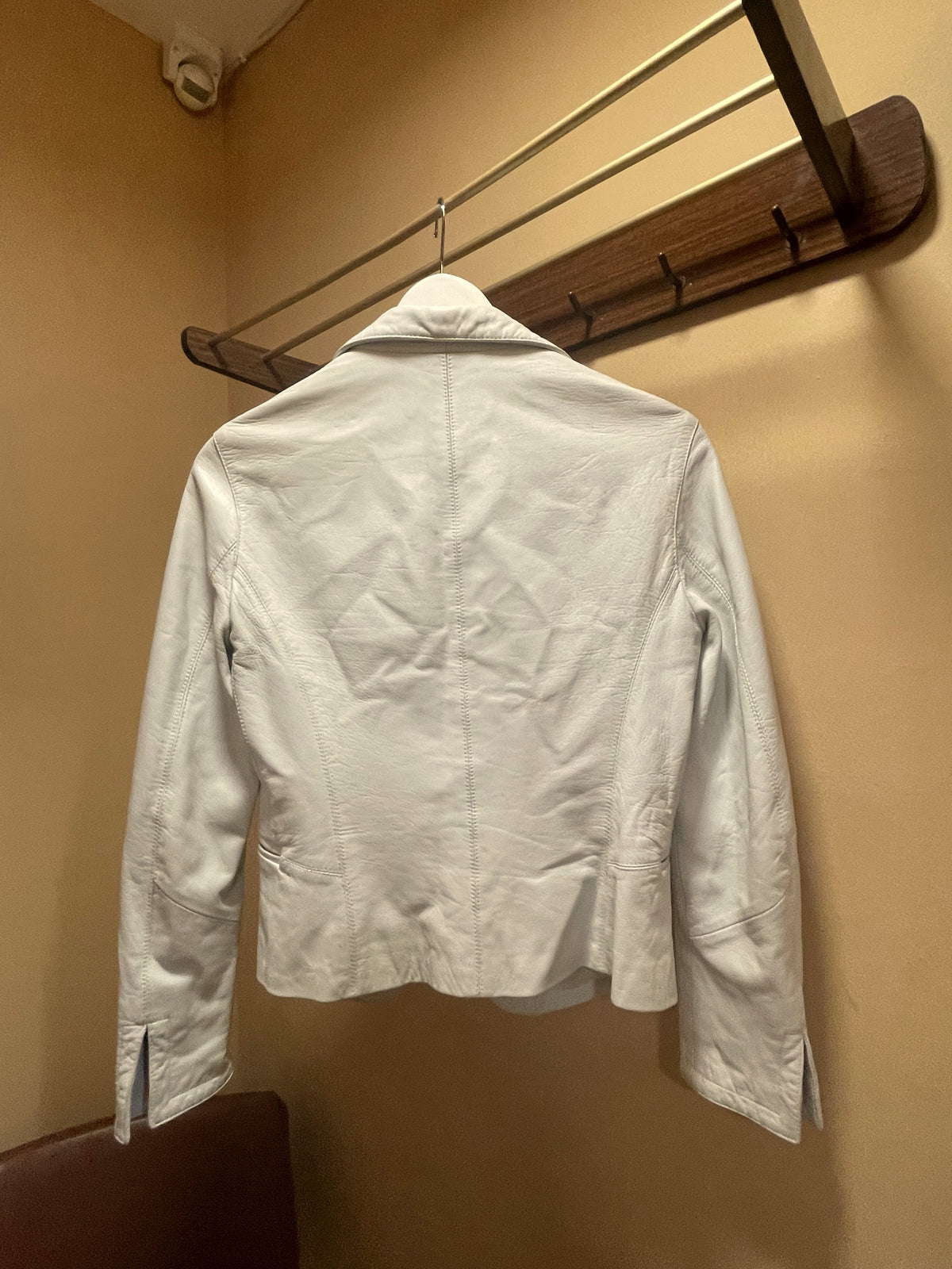 Vintage, Ιταλικό Δερμάτινο Σακάκι σε Λευκό χρώμα (Small)