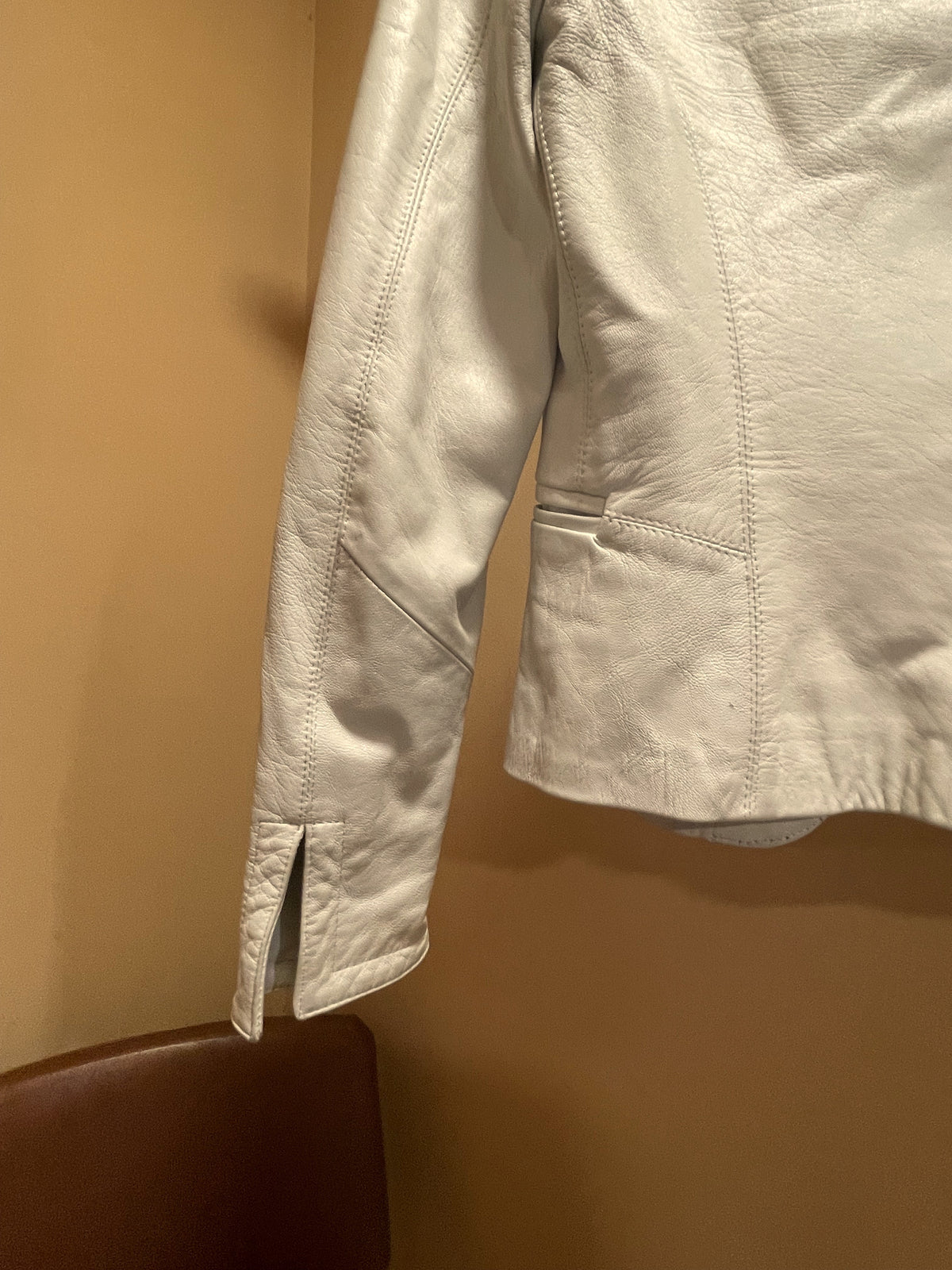Vintage, Ιταλικό Δερμάτινο Σακάκι σε Λευκό χρώμα (Small)