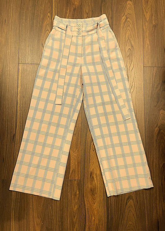 Καρό Γυναικείo Παντελόνι VILA σε Dirty Ροζ (No 36R)