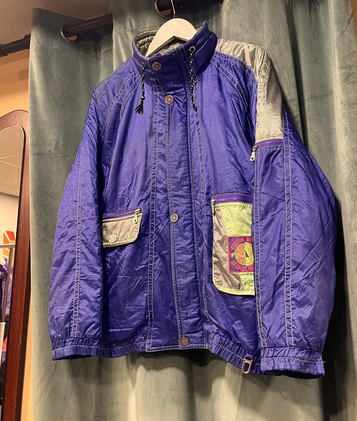 Vintage, 80s Μπουφάν RODEO σε Μπλε / Μωβ χρώμα (Ανδρικό M/L - Γυναικείο Άνετο L)