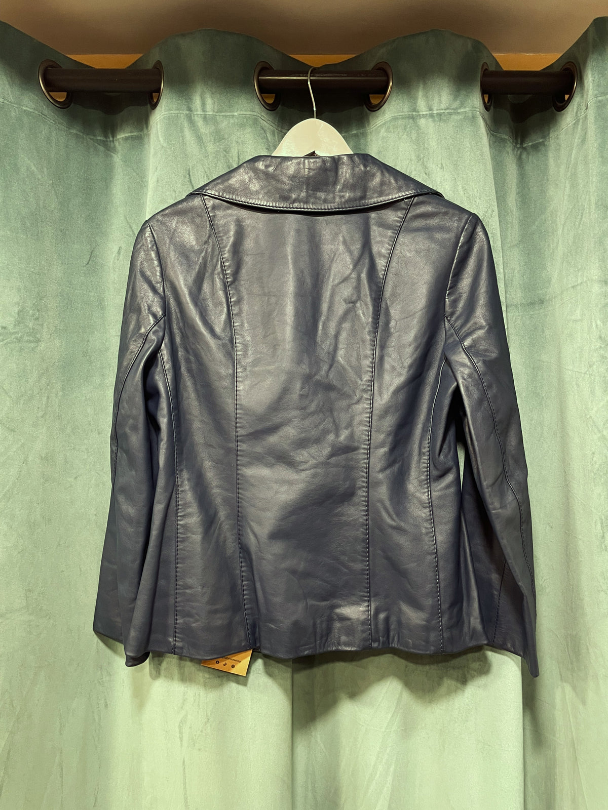 Vintage, Δερμάτινο Σακάκι σε Πετρόλ χρώμα (Small)