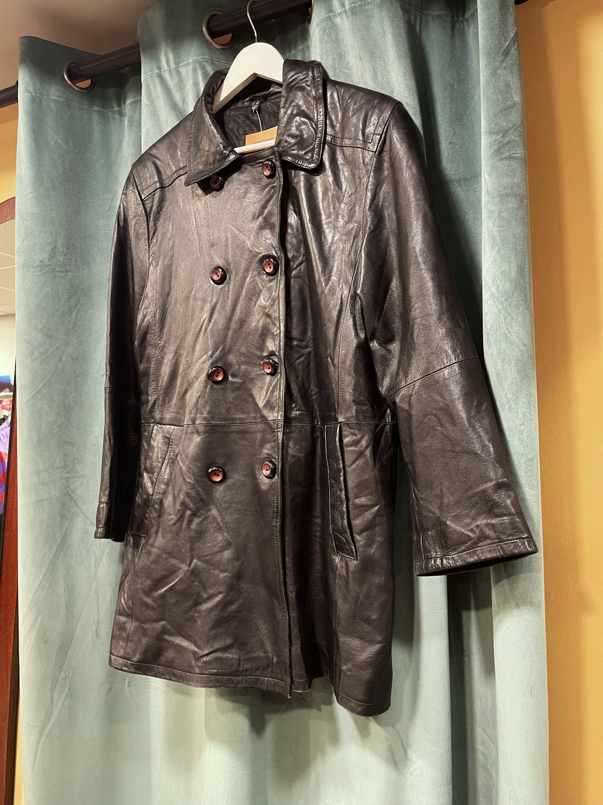 Vintage Δερμάτινο Παλτό PER ME - Linea Italiana σε Μαύρο χρώμα (Άνετο Medium / L)