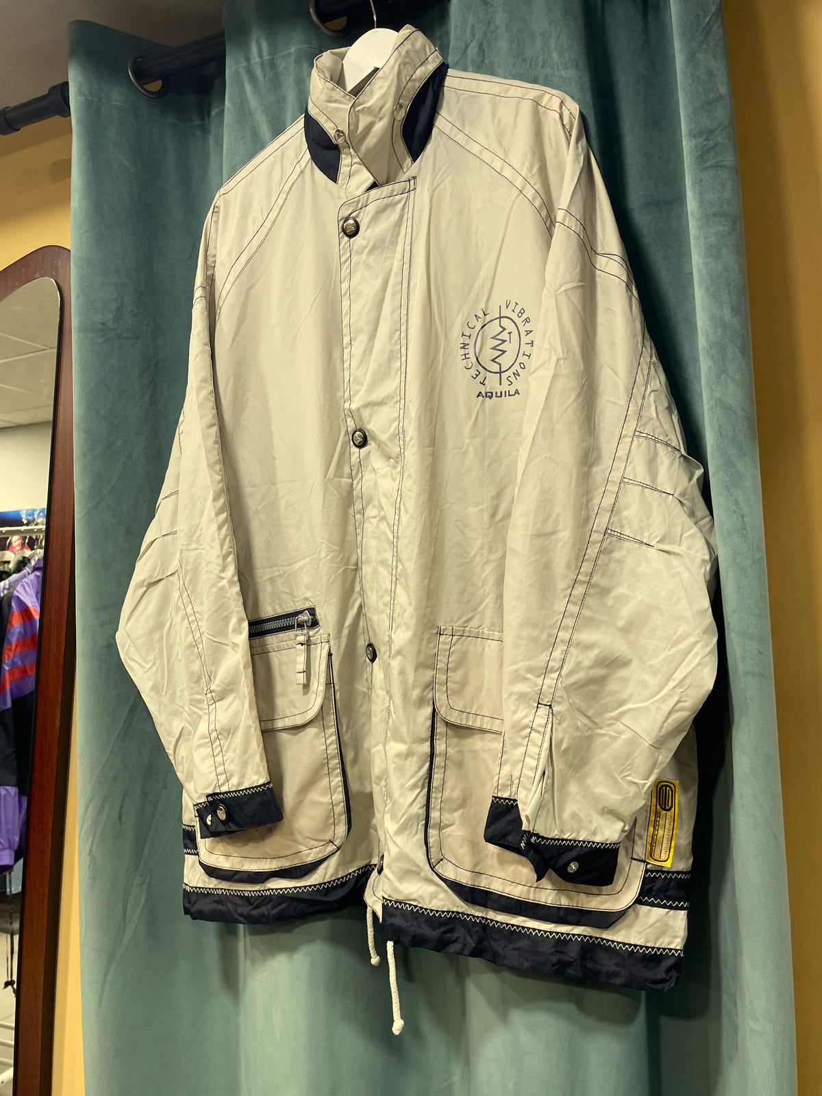 Vintage Ανδρικό Τζάκετ AQUILA σε Εκρού χρώμα (2XL)