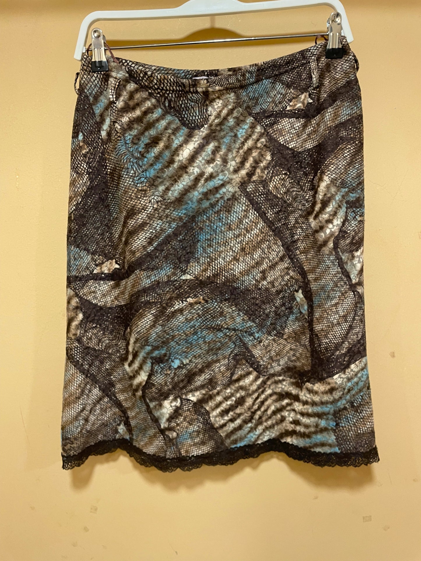 Stock, 2000's Γυναικείο Σετ VIVA (Τοπ - Φούστα) σε Καφέ & Γαλάζια χρώματα (Large)