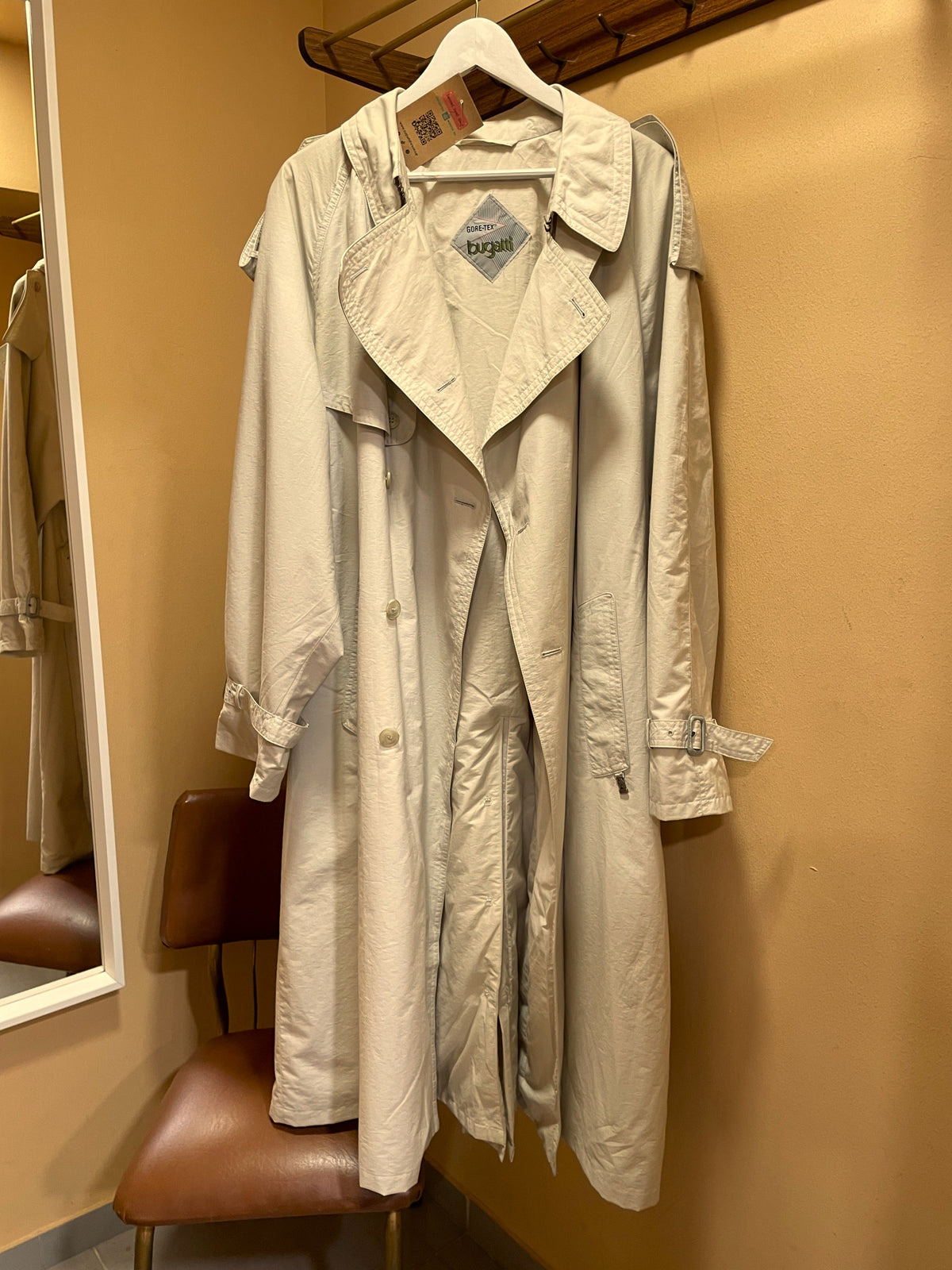 Premium, Vintage Ανδρική Καμπαρντίνα BUGATTI σε Εκρού Χρώμα (XL/2XL)