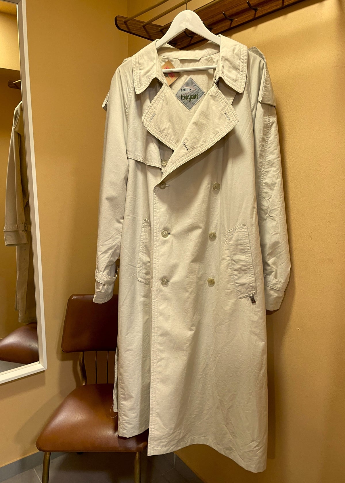 Premium, Vintage Ανδρική Καμπαρντίνα BUGATTI σε Εκρού Χρώμα (XL/2XL)