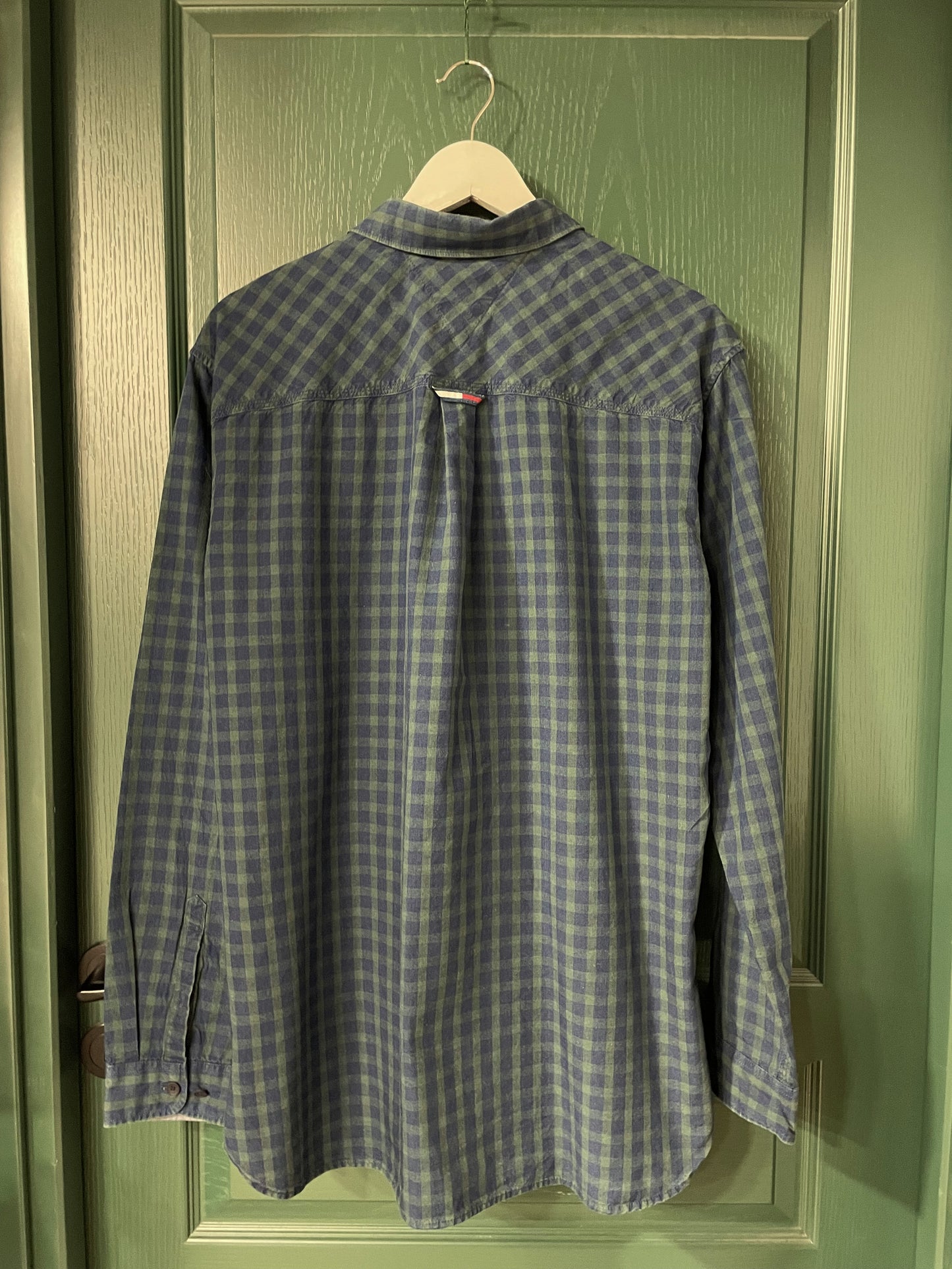 Καρό Ανδρικό Πουκάμισο TOMMY HILFIGER Regular Fit σε Πετρόλ/Χακί χρώμα (Άνετο L)