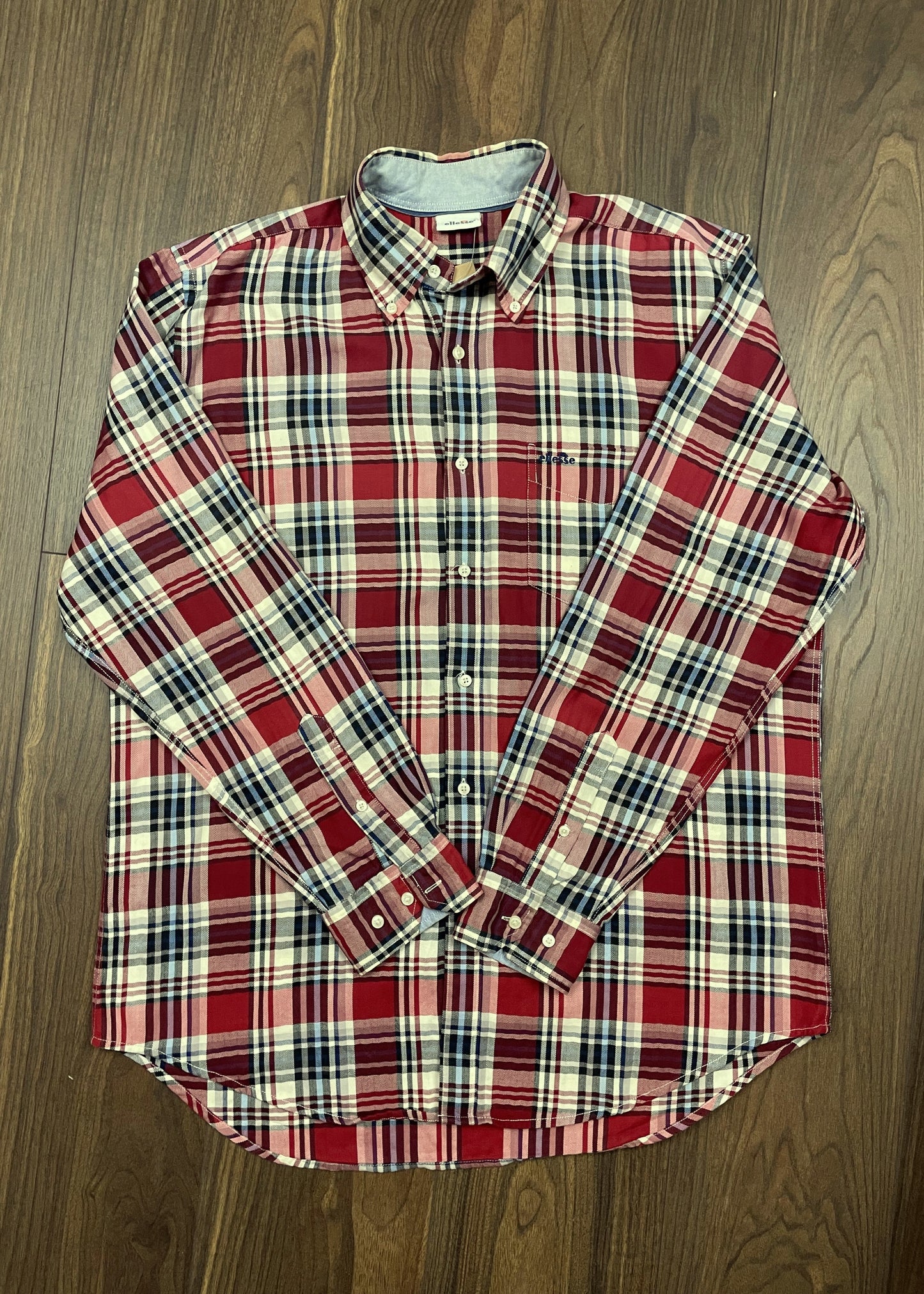 Καρό Ανδρικό Πουκάμισο ELLESSE σε Μπορντώ χρώμα (Large - Άνετη γραμμή)