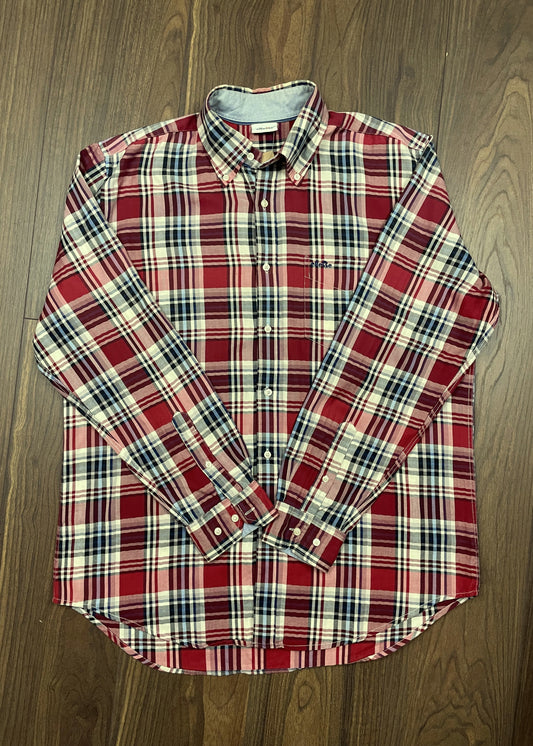 Καρό Ανδρικό Πουκάμισο ELLESSE σε Μπορντώ χρώμα (Large - Άνετη γραμμή)