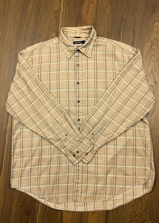 Καρό Ανδρικό Πουκάμισο NAUTICA Natural Stretch στο χρώμα του Πούρου (XL - Άνετη γραμμή)