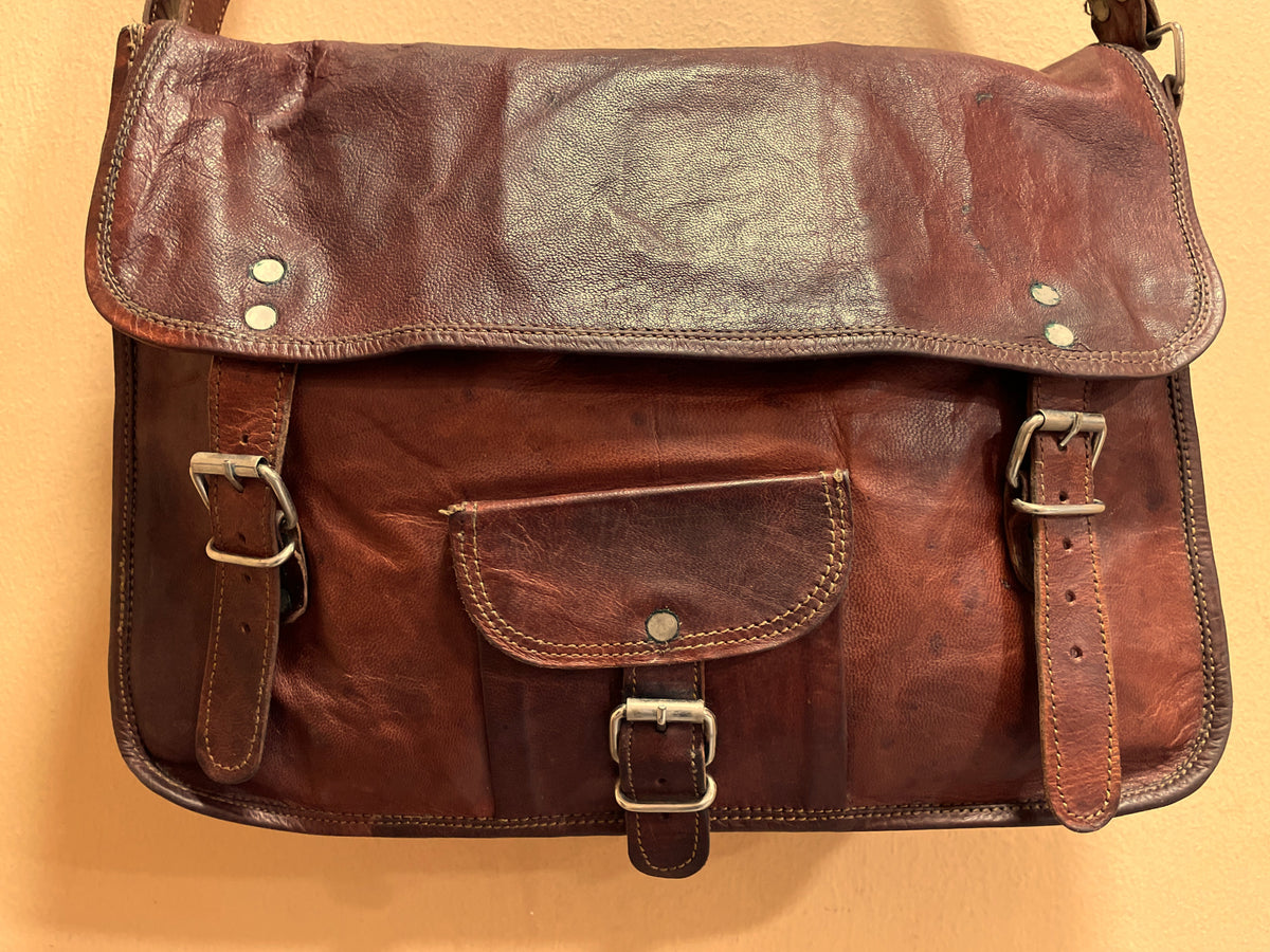 Vintage, Δερμάτινη τσάντα Ταχυδρόμου GUSTI LEDER σε Καφέ χρώμα