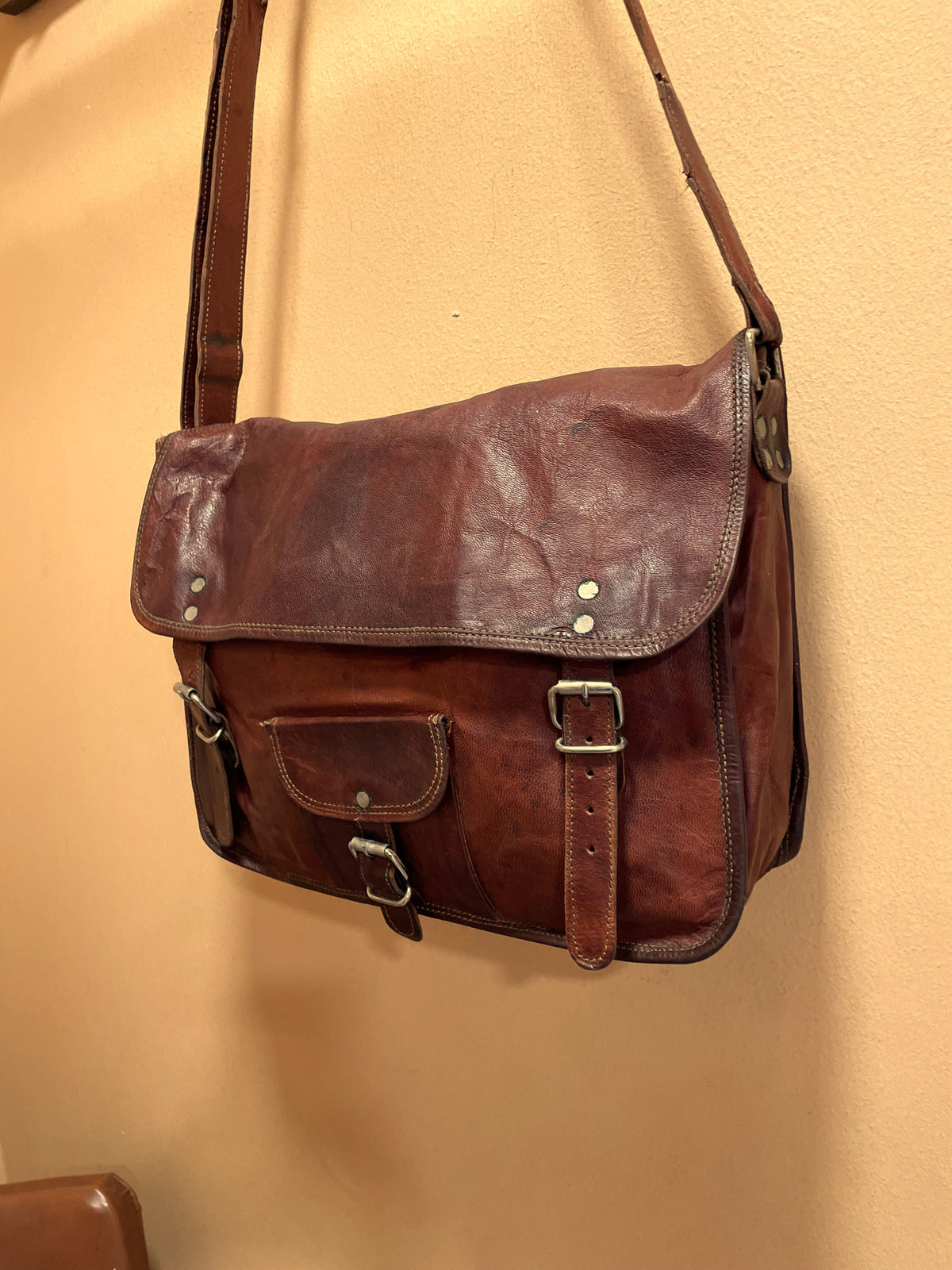 Vintage, Δερμάτινη τσάντα Ταχυδρόμου GUSTI LEDER σε Καφέ χρώμα