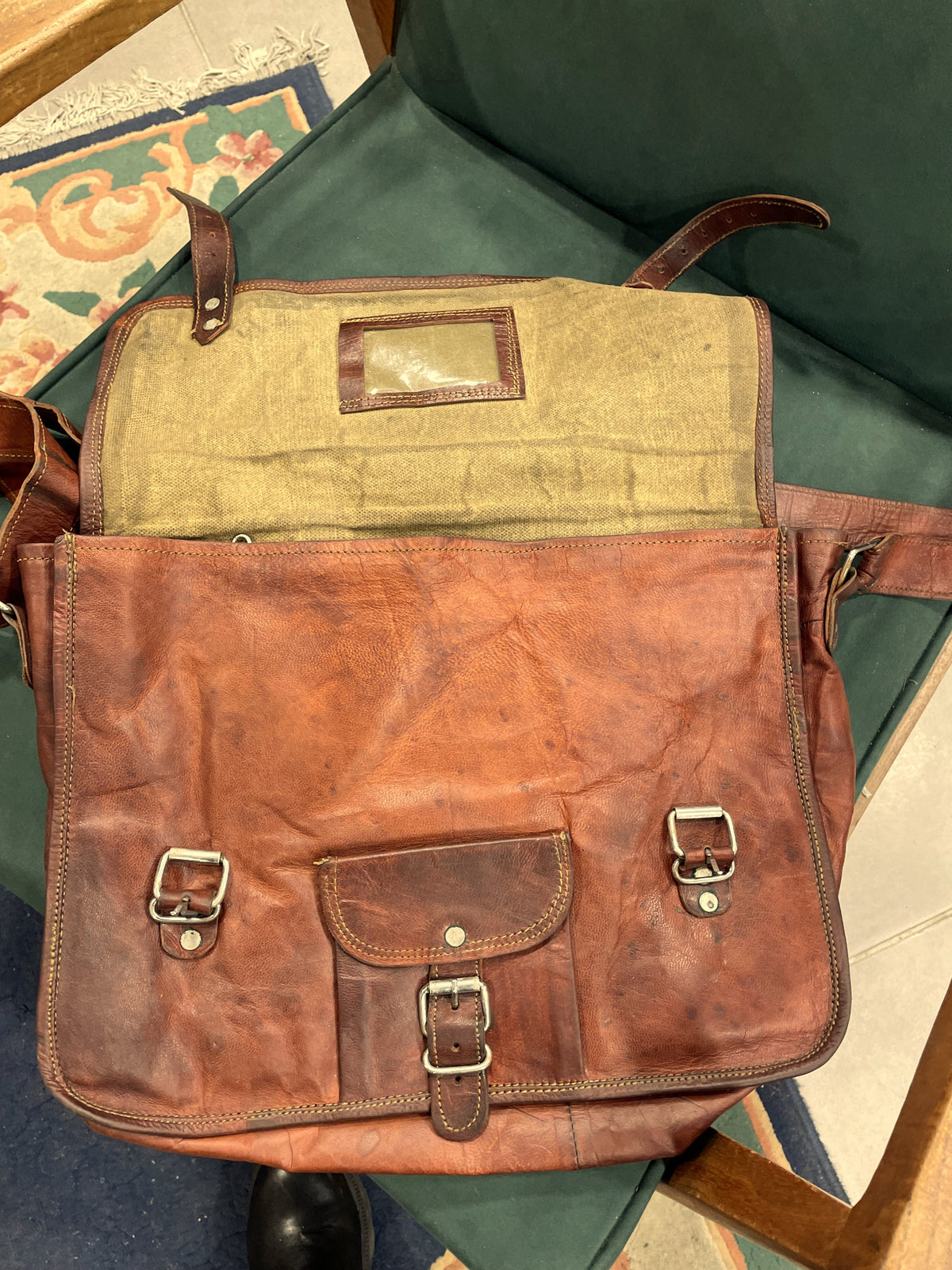 Vintage, Δερμάτινη τσάντα Ταχυδρόμου GUSTI LEDER σε Καφέ χρώμα