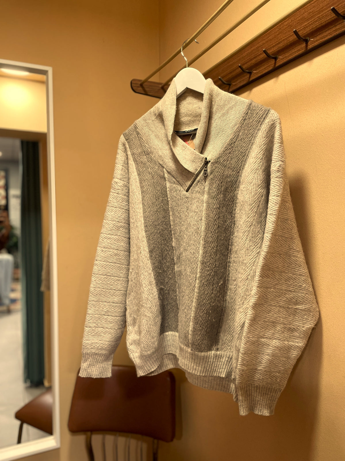 UNIQUE ITEM: Vintage, Πλεκτή Ανδρική Μπλούζα / Πουλόβερ BLACK LABEL σε Μπεζ-Καφέ χρώμα (M/L-52)