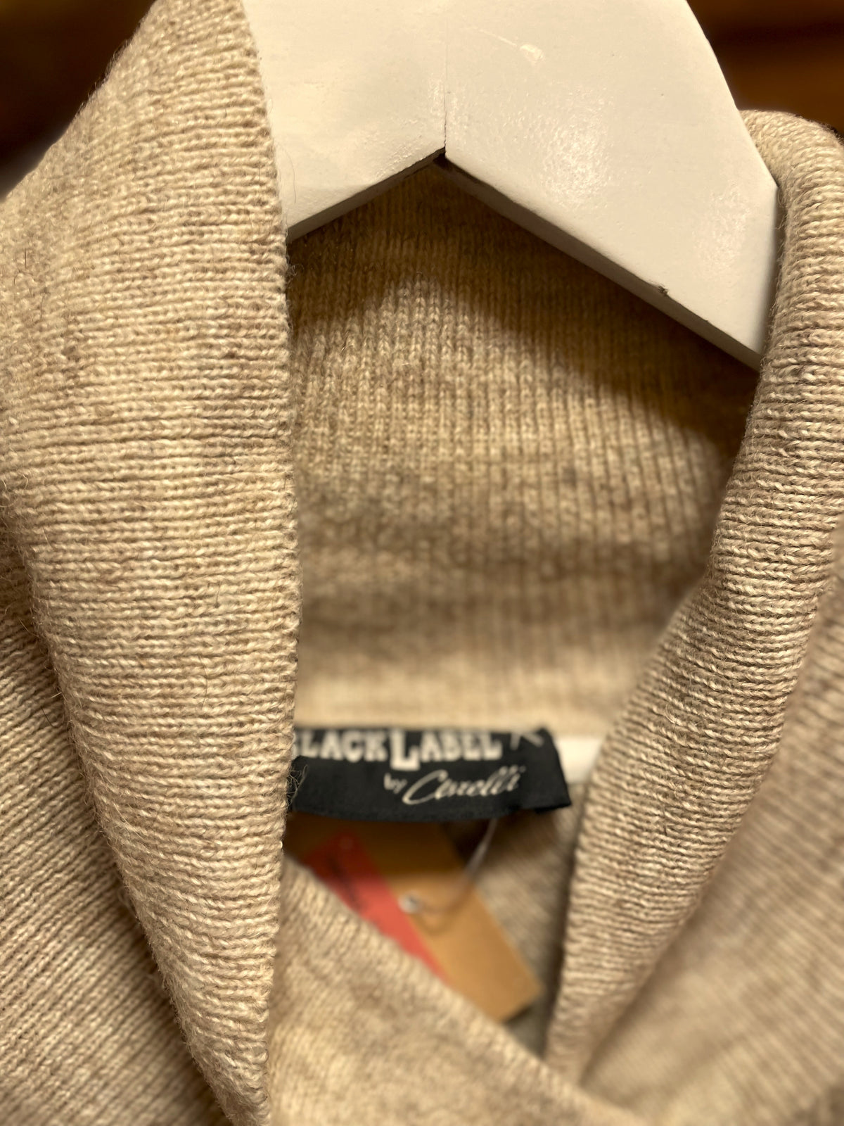 UNIQUE ITEM: Vintage, Πλεκτή Ανδρική Μπλούζα / Πουλόβερ BLACK LABEL σε Μπεζ-Καφέ χρώμα (M/L-52)