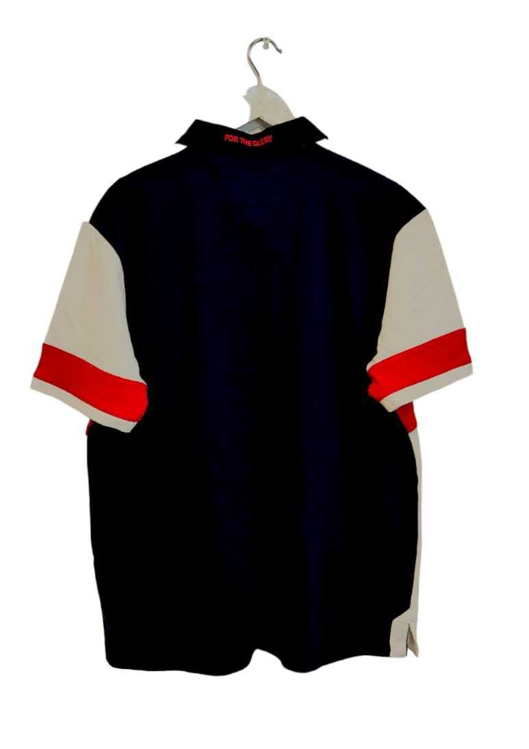 Ανδρική Μπλούζα - T-Shirt  ENGLAND RUGBY Στυλ Polo σε Λευκό -Μπλε Χρώμα (Large)