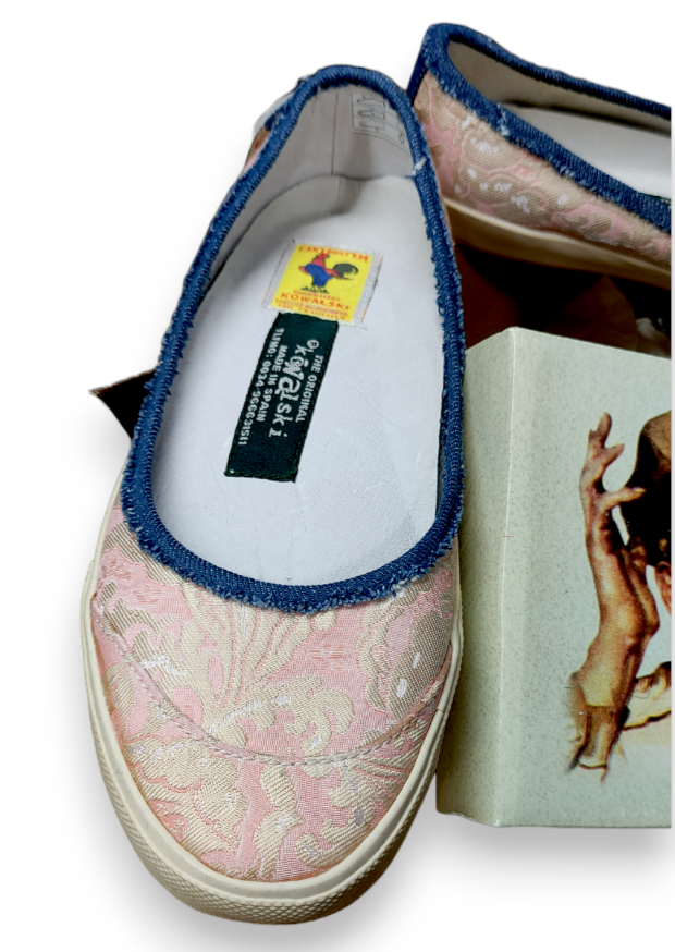 Vintage, Stock, Πάνινα Γυναικεία Παπούτσια KOWALSKI σε Παλ Ροζ - Μπεζ Χρώμα (No 39)