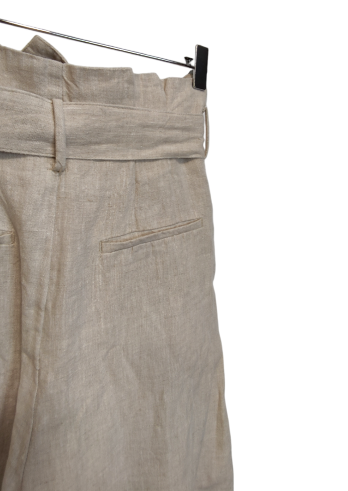 Branded, Λινή Γυναικεία Παντελόνα στο Χρώμα της Άμμου (Large)