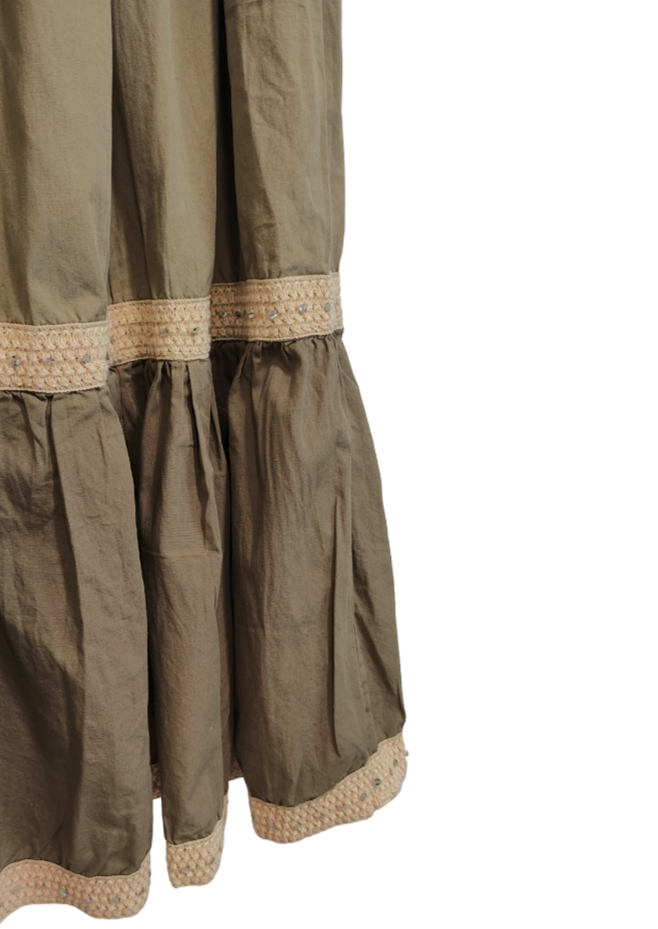 Vintage, Βαμβακερή Φούστα ONLY σε Χακί Χρώμα (M/L)