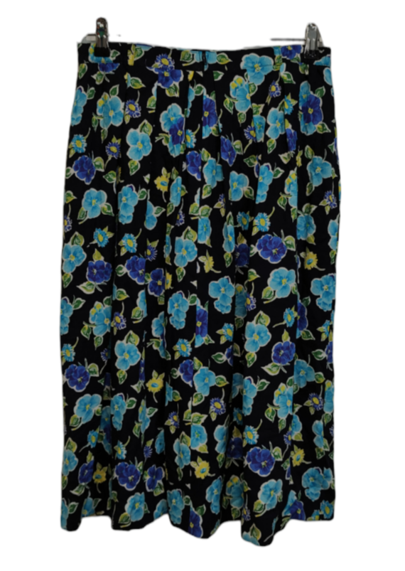 Vintage, Φλοράλ Φούστα σε Blue - Black χρώμα (Medium)