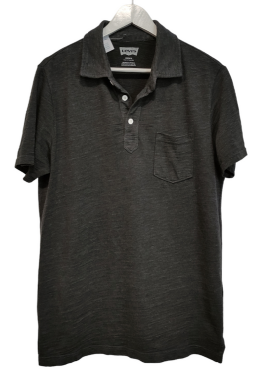 Ανδρική Μπλούζα - T-Shirt LEVI' S τύπου polo σε Σκούρο Γκρι Χρώμα (Medium)