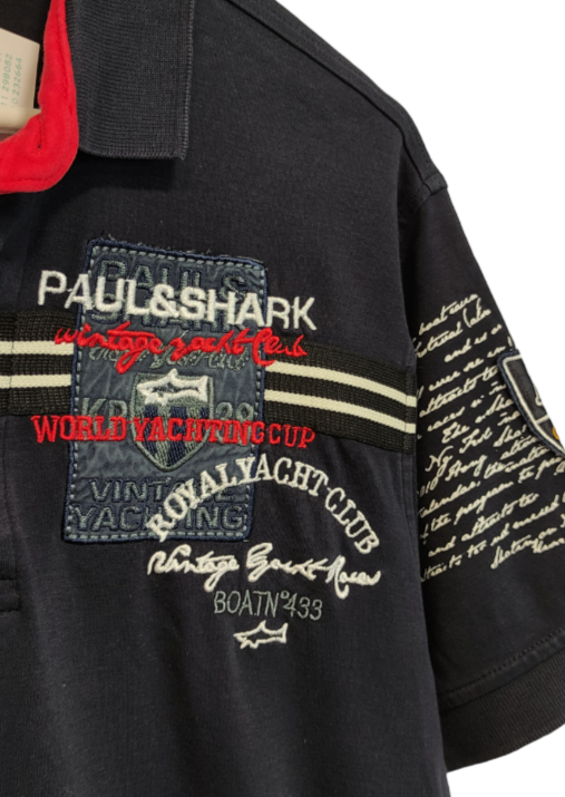 Ανδρική Μπλούζα - T-Shirt PAUL & SHARK τύπου polo σε Blue-Black Χρώμα (Large)