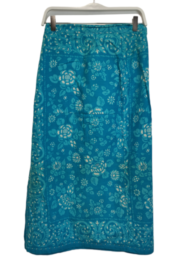 Ιταλικό, Vintage, Εμπριμέ Παρεό/Φούστα σε Γαλάζιο Χρώμα (One size)