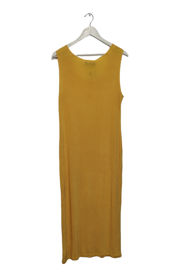 Ελαστικό, Maxi Φόρεμα CLAUDE DE PARIS σε Κίτρινο χρώμα (Large)