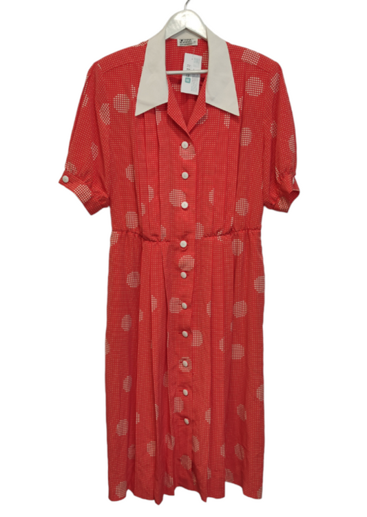 Vintage, Πουά Maxi Σεμιζιέ / Φόρεμα FINK MODELL σε Κοραλί χρώμα (XL)