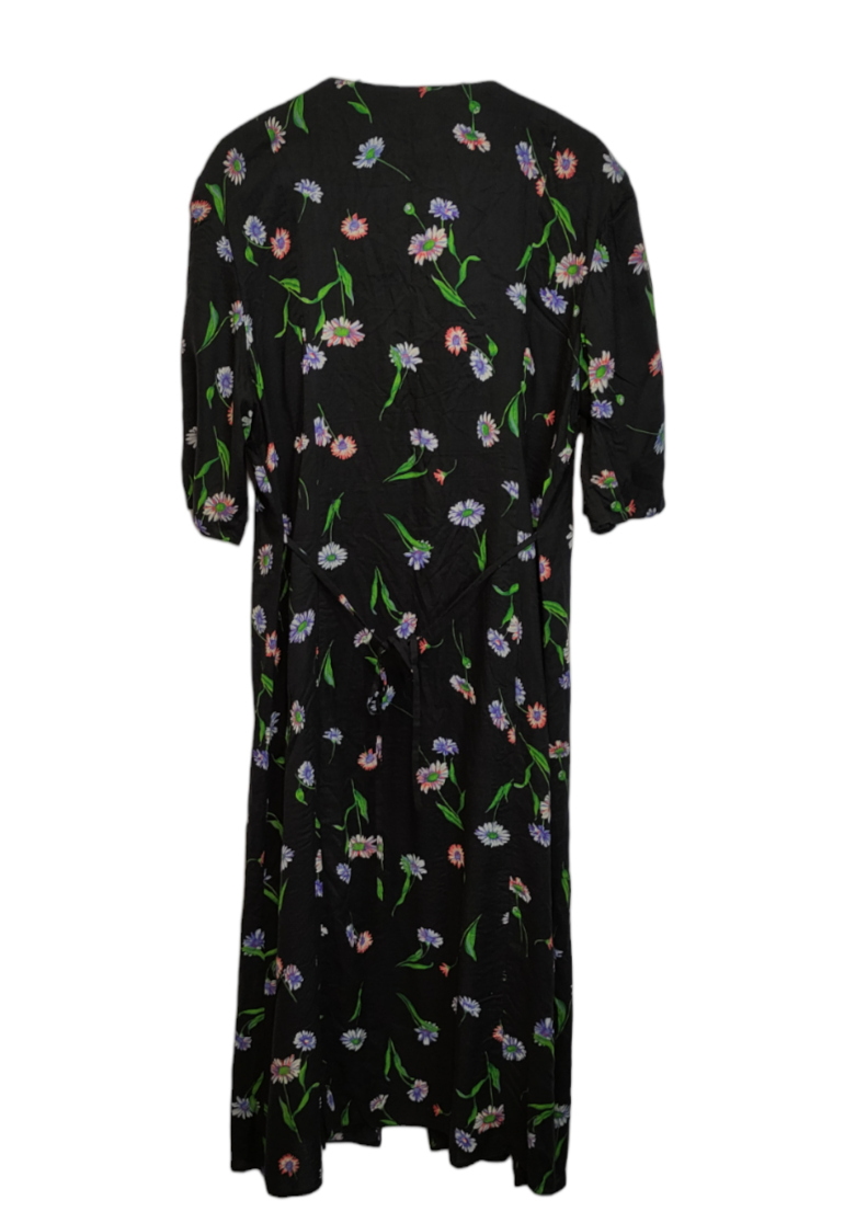 Vintage, Φλοράλ Maxi Σεμιζιέ / Φόρεμα EUROFASHION σε Μαύρο χρώμα (XL)