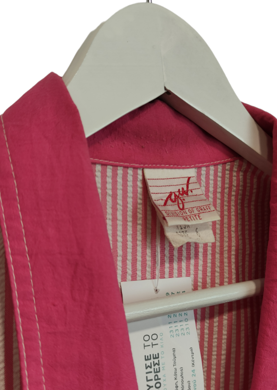 Vintage, Ριγέ Γυναικείο Σακάκι G.U. σε Ροζ χρώμα (Large)