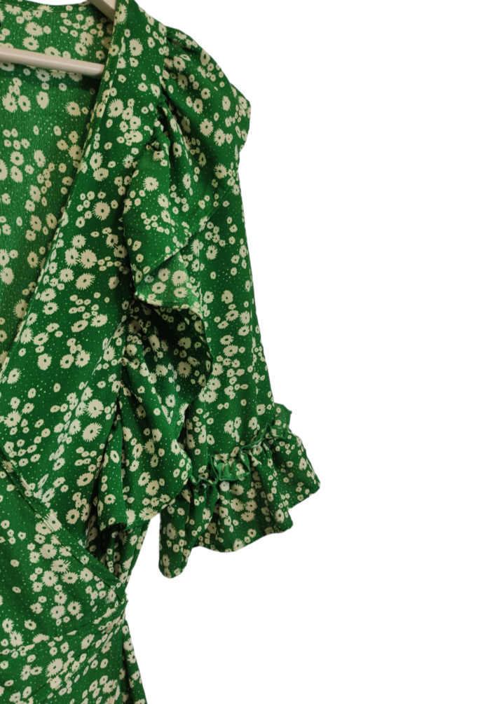 Stock, Φλοράλ Φόρεμα ΒΟΟΗΟΟ σε Πράσινο χρώμα (S/M)