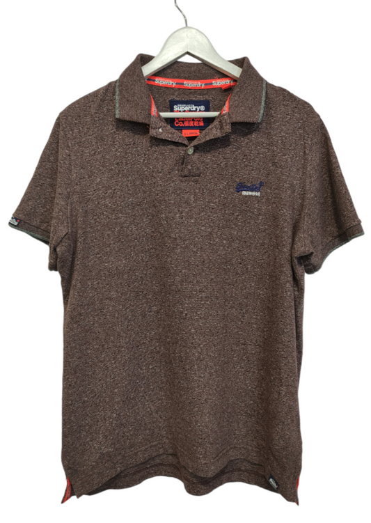 Ανδρική Μπλούζα - T-Shirt τύπου polo SUPERDRY σε Μελιτζανί χρώμα (Large)