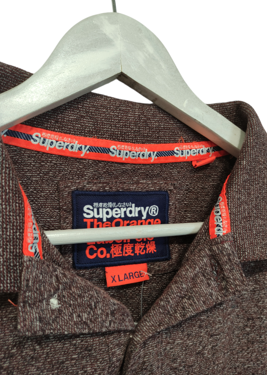 Ανδρική Μπλούζα - T-Shirt τύπου polo SUPERDRY σε Μελιτζανί χρώμα (Large)