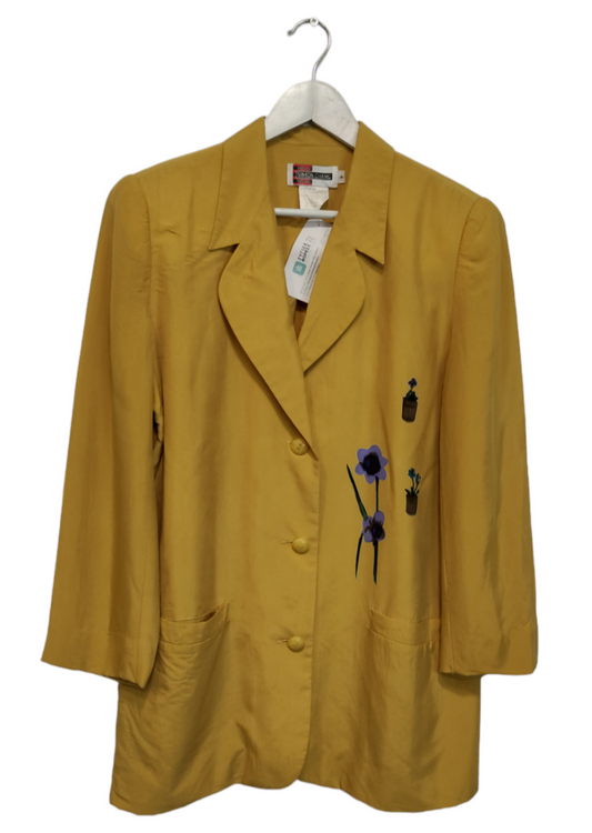 Vintage, Γυναικείο Σακάκι SIMON CHANG σε Μουσταρδί χρώμα (Medium)