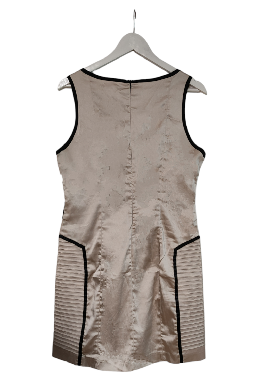 Midi Σατέν Φόρεμα με δαντέλα σε Μπεζ Χρώμα (Large)