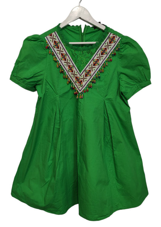 Mini, Boho Φόρεμα MEI LI GU σε Πράσινο Χρώμα (Small)