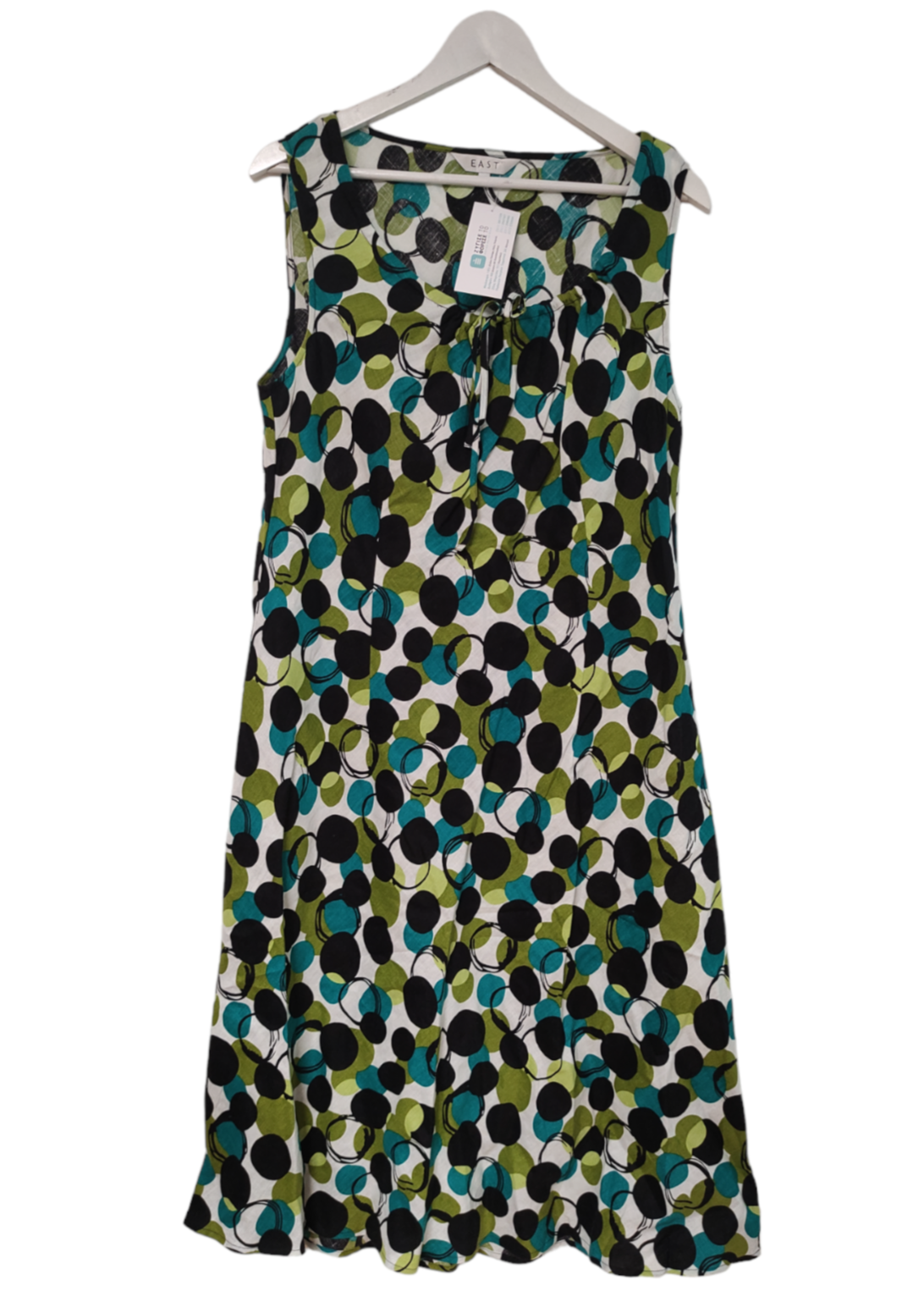 Λινό, Εμπριμέ Φόρεμα EAST σε Πράσινο - Μαύρο Χρώμα (L/XL)