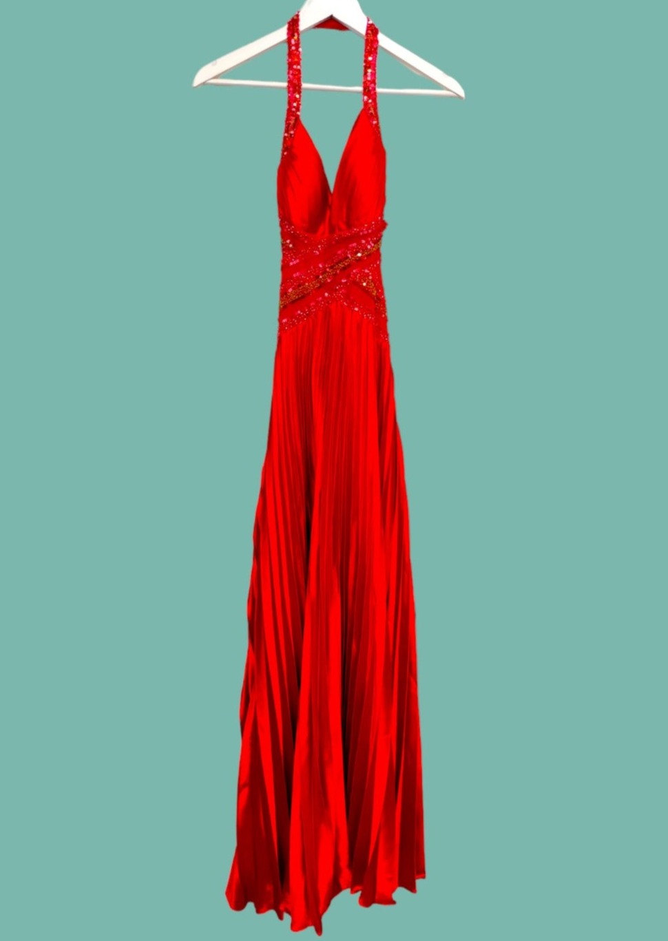 Maxi, Πλισέ, Αμπιγιέ Φόρεμα ALMAS στο Χρώμα της Φωτιάς (XS)
