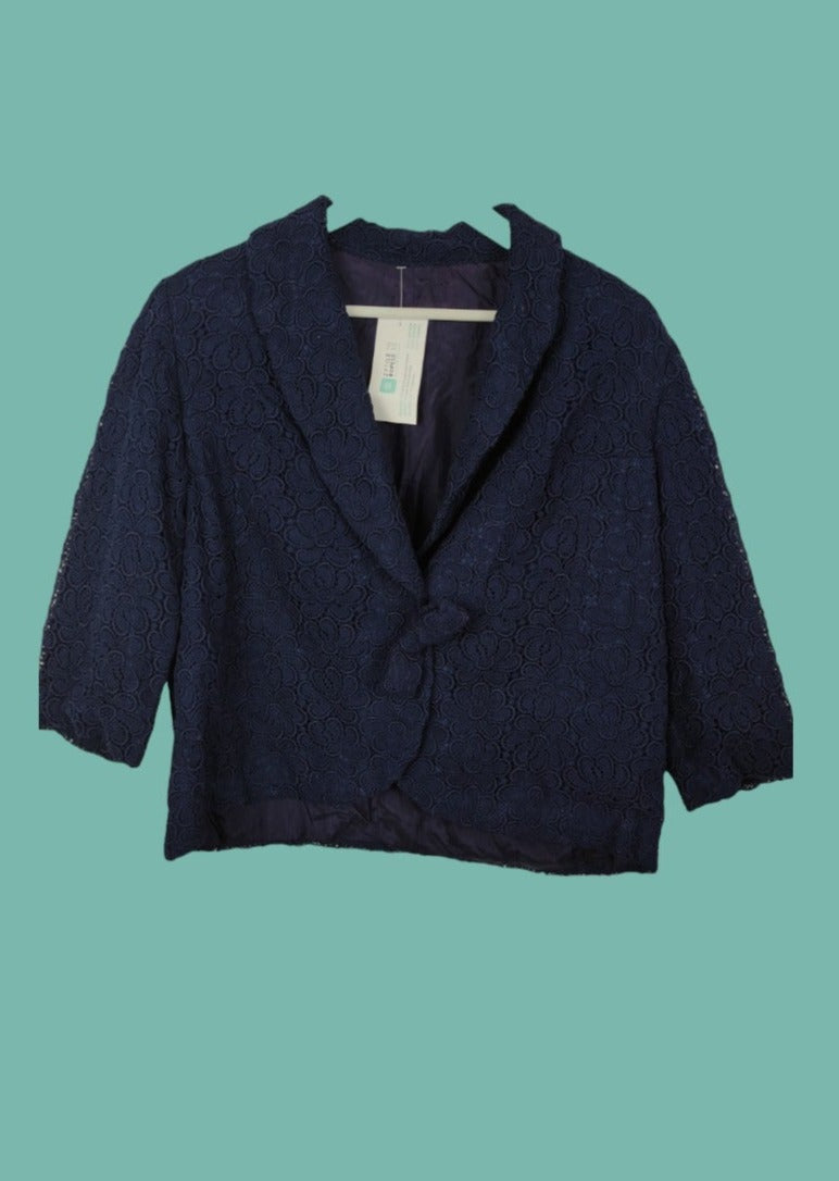 Vintage Γυναικείο Σακάκι με Κοφτό σχέδιο σε Μπλε Χρώμα (S/M)