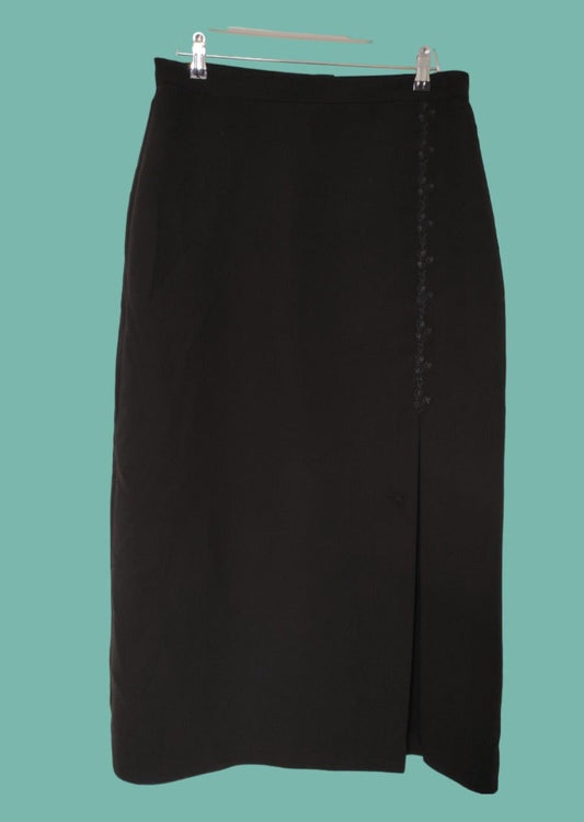 Vintage, Maxi Φούστα σε ίσια γραμμή NEVKA σε Μαύρο χρώμα (Large)