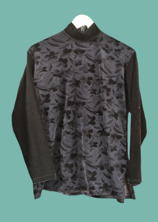 Βελούδινη Γυναικεία Μπλούζα σε Μαύρο χρώμα (Large)