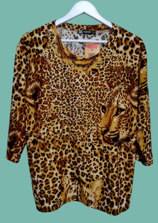 Animal Print, ελαστική Γυναικεία Μπλούζα HEYDEY σε Καφέ χρώμα (Large)