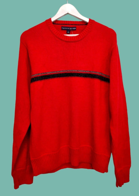 Πλεκτή Ανδρική Μπλούζα/Πουλόβερ TOMMY HILFIGER σε Κόκκινο χρώμα (Medium)
