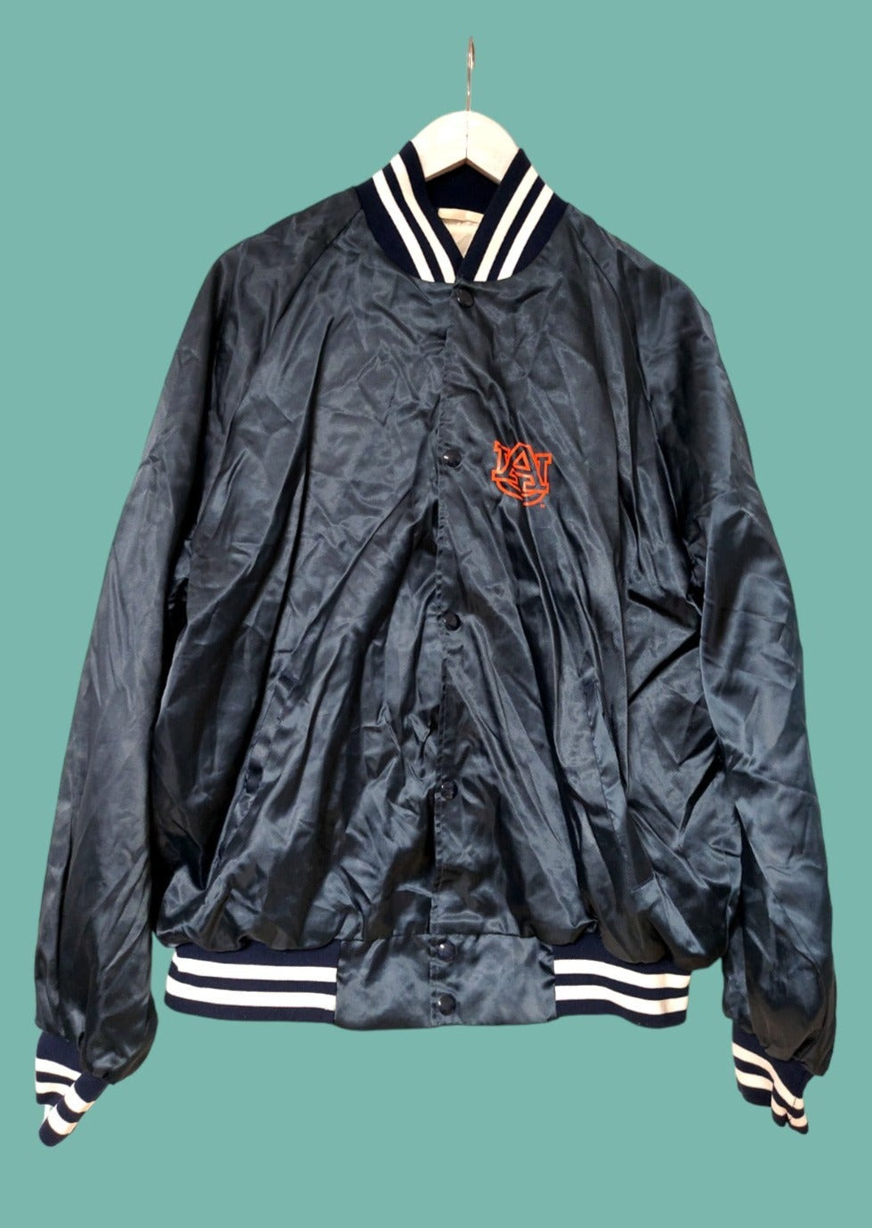 Vintage, Ανδρικό, Shiny Baseball Jacket σε Σκούρο Πετρόλ χρώμα (Large)