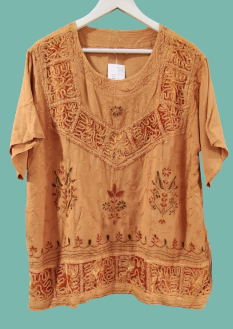 Vintage Γυναικεία Μπλούζα με Ανάγλυφο σχέδιο στο χρώμα του Χαλκού (XL)